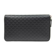 Zwarte leren bifold portemonnee Gucci , Black , Unisex