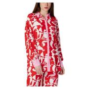 Lange mouw viscose damesoverhemd Vila , Red , Dames