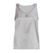 Zijden top met logo-vormige applicatie Dolce & Gabbana , Gray , Dames