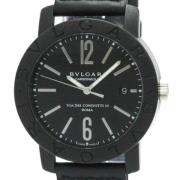 Pre-owned Leather watches Bvlgari Vintage , Black , Heren