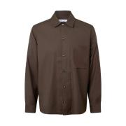 Lange Mouw Overshirt met Knoopsluiting Samsøe Samsøe , Brown , Heren