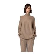 Turtleneck Gebreide Trui Alpha Studio , Brown , Dames