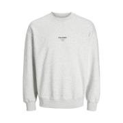 Urban Edge Sweat Crew White Melange Jack & Jones , Gray , Heren