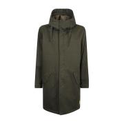 Lange Groene Parka met Capuchon Aspesi , Green , Heren