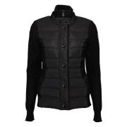 Zwarte bi-materiaal jas voor vrouwen Moncler , Black , Heren