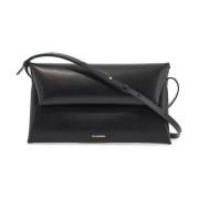 Gevouwen leren schoudertas Jil Sander , Black , Dames