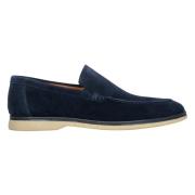 Heren marineblauwe loafers gemaakt van echt velours voor de herfst Est...