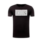 Zwart Katoenen Heren T-Shirt Lente/Zomer Collectie Armani Exchange , B...