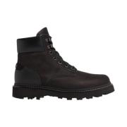 Zwarte leren wandelschoenen Moncler , Black , Heren