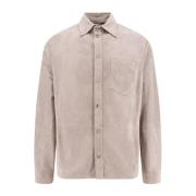 Suede Snap Button Shirt Italië Gemaakt Brunello Cucinelli , Gray , Her...