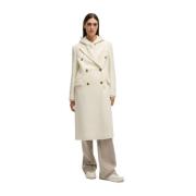 Lange twill jas met dubbele rij knopen Hugo Boss , White , Dames