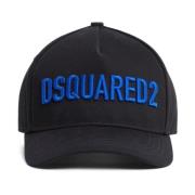 Geborduurde Logo Katoenen Hoeden met Gesp Dsquared2 , Black , Heren