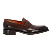 Bruine leren mocassin schoenen Santoni , Brown , Heren