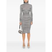 Midi gebreide wollen jurk met logo Elisabetta Franchi , Gray , Dames