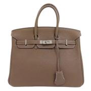 Pre-owned Leather handbags Hermès Vintage , Gray , Dames