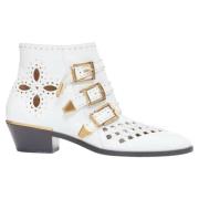 Pre-owned Leather boots Chloé Pre-owned , White , Dames