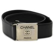 Pre-owned Leather belts Chanel Vintage , Black , Dames