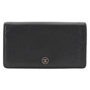 Pre-owned Leather wallets Chanel Vintage , Black , Dames