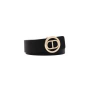 Omkeerbare leren riem zwart bordeaux Twinset , Black , Unisex