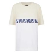 Bedrukt Logo T-Shirt in Wit/Beige Fendi , White , Heren