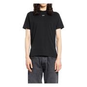 Zwarte Slim Fit Geborduurde Tee Off White , Black , Heren