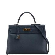 Pre-owned Leather handbags Hermès Vintage , Blue , Dames