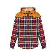 Geruite Katoenmix Overshirt met Nylon Details Dsquared2 , Multicolor ,...