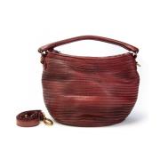 Leren Hobo Tas met Ritssluiting Majo , Brown , Dames