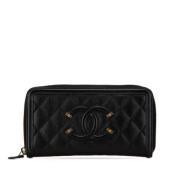 Pre-owned Leather wallets Chanel Vintage , Black , Dames