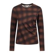 Geruite Slim Fit T-shirt Vince , Brown , Dames