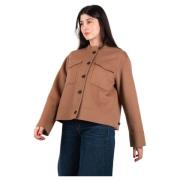 Korte Camel Wollen Jas Max Mara , Beige , Dames