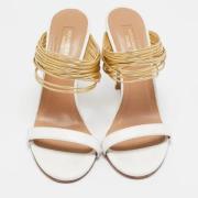 Pre-owned Leather sandals Aquazzura Pre-owned , White , Dames