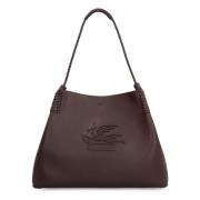 Leren Tote met Metalen Sluiting Etro , Brown , Dames