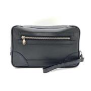 Pre-owned Leather clutches Louis Vuitton Vintage , Black , Heren