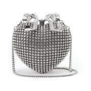 Rhinestone Heart Clutch met Strik Detail Self Portrait , Gray , Dames