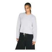 Wollen Crewneck Trui Logo Stiksels Marni , Gray , Dames