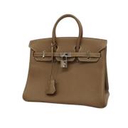 Pre-owned Leather handbags Hermès Vintage , Beige , Dames