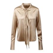 Strikblouse met strik Ermanno Scervino , Beige , Dames