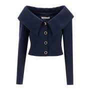 Off-Shoulder Wollen Blazer Alessandra Rich , Blue , Dames