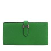 Pre-owned Leather wallets Hermès Vintage , Green , Dames