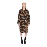 Dieren Jacquard Wol Alpaca Jas Max Mara Studio , Brown , Dames