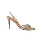 Pre-owned Leather sandals René Caovilla Pre-owned , Beige , Dames