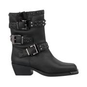 Enkellaars met studs en gespen Alma EN Pena , Black , Dames