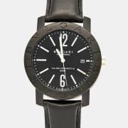 Pre-owned Leather watches Bvlgari Vintage , Black , Heren