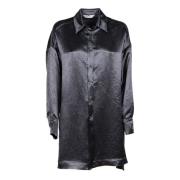 Bacio Lood Satijnen Shirt Max Mara , Black , Dames