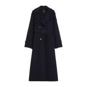 Dubbelrijig wollen mantel, trenchcoat stijl Max Mara Weekend , Blue , ...