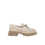 Moccasin met Plateauhak en Spikes Alma EN Pena , White , Dames