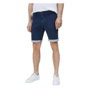 Stretch Shorts Dobby Indigo Blauw Pepe Jeans , Blue , Heren