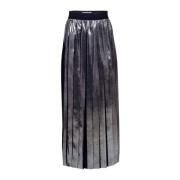 Metallic Geplooide Rok in Zilver Msgm , Gray , Dames