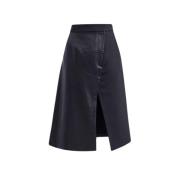 Hoge taille zwart leren en wollen rok Barbara Bui , Black , Dames